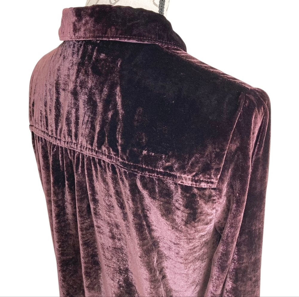 Maeve anthropologie Karina velvet button shirt top size 4 Plum Holiday - Picture 14 of 15